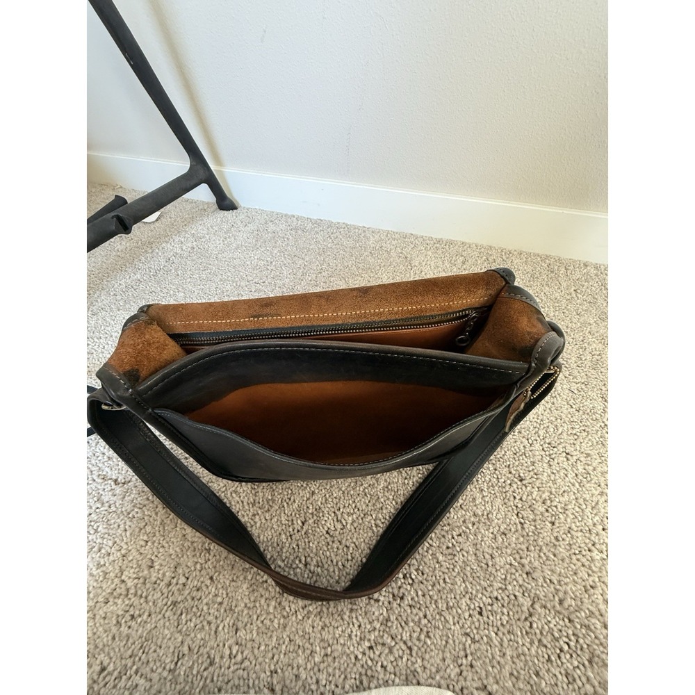 RARE Coach NYC Vintage Full-Grain Leather Messenger Crossbody Saddle Brown Flap - Picture 6 of 12